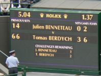 Wimbledon Tennis London- scoreboard Berdych v Tobias Kamke